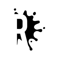 Letter Design graphic vector initial R Logo with splash ink art touching