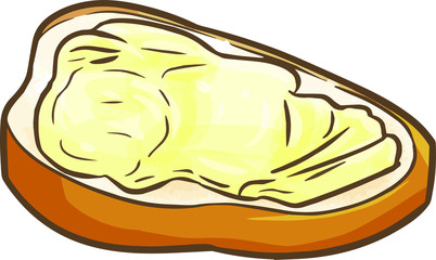 Funny and yummy bread with margarine on it for breakfast