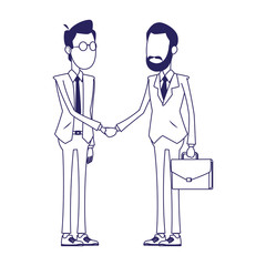 cartoon businessmen shaking hands icon, flat design