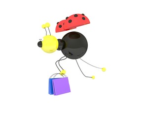 Isolated 3D illustration with Funny Ladybug  