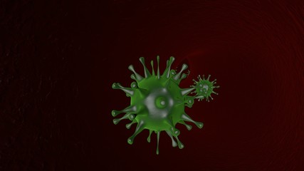 Coronavirus 2019-nCoV inside human body - flu outbreak or coronaviruses influenza - 3D illustration