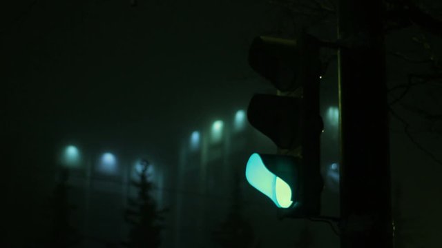 The light on the background of the night lights of city. 