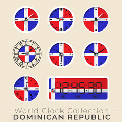 Set of national flag clock : Vector Illustration