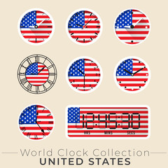 Set of national flag clock : Vector Illustration