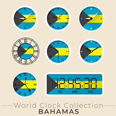 Set of national flag clock : Vector Illustration