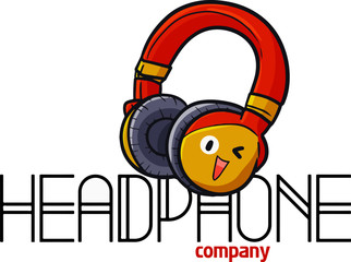 Cute and funny logo for red headphone store or company