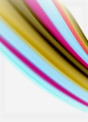 Wave lines abstract background, smooth silk design with rainbow style colors. Liquid fluid color waves. Vector Illustration