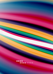 Obraz premium Wave lines abstract background, smooth silk design with rainbow style colors. Liquid fluid color waves. Vector Illustration
