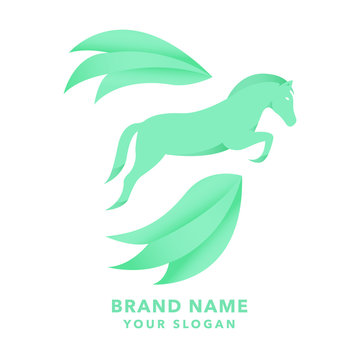 Modern Horse Jumping Logo Design