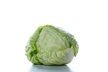 Fototapeta premium Fresh green cabbage on white background.