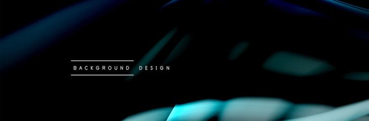 Сolorful flow poster. Wave liquid lines and shapes in black color background. Vector Illustration