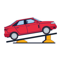 car repair design of elevated car in a lifting icon
