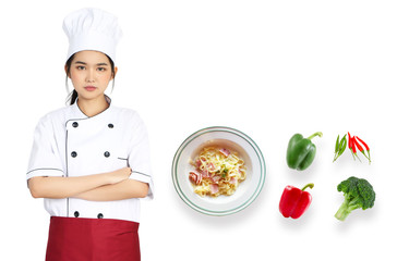 woman chef and food