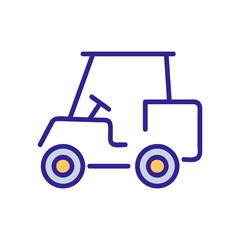 Golf car icon vector. A thin line sign. Isolated contour symbol illustration