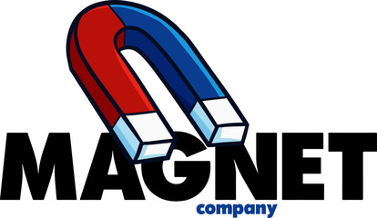 Cute and funny logo for red blue magnet store or company