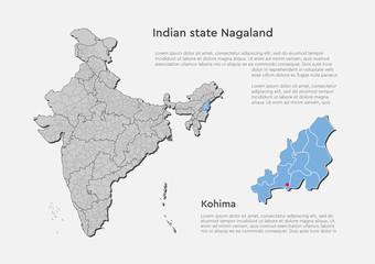 India country map and Nagaland state template