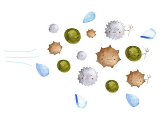 Hand drawing, water color, Virus image(1)