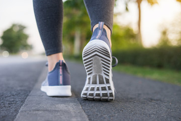 Women jogging close up shoes