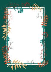 Color vector frame with flowers, leaves and branch