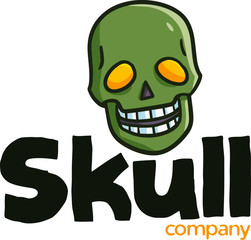 Cute and funny logo for green skull store or company