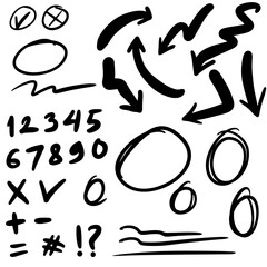 Set of Hand drawn vector arrows  doodle on white background.design element vector illustration.