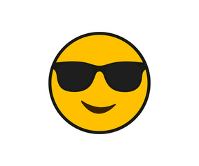 Black sunglasses and smile face in flat style on white background