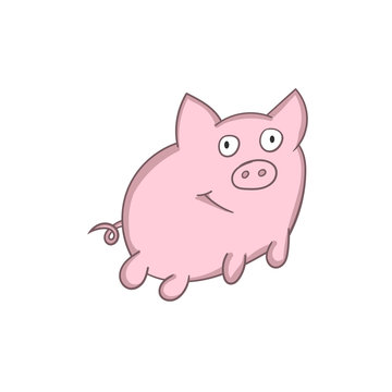 Cartoon little pig. Vector illustration on a white background.