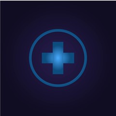 Icon plus outline blue in circle, for app button vector