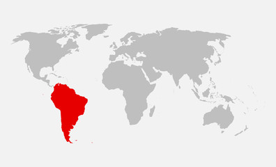 Fototapeta na wymiar World map vector South America info graphic