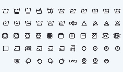 Laundry. Set of Laundry symbols vector web icons isolated on white background, top view