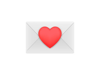 Valentine's Day Envelope. Love letter vector web icon isolated on white background, EPS 10, top view