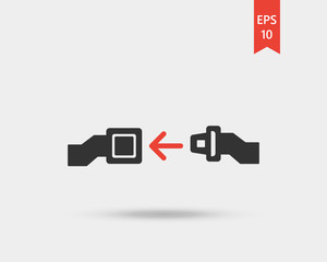 Fasten seat belt icon. Seat belt in airplane - vector web icon isolated on white background, EPS 10, top view