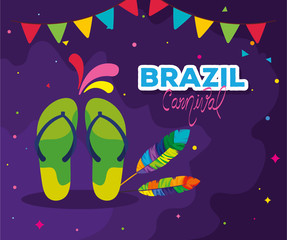 poster of brazil carnival with flip flops and decoration