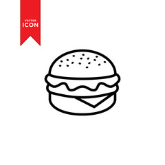 Burger icon vector. Burger food sign symbol design for web.