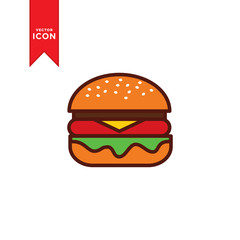 Burger icon vector. Burger food sign symbol design for web.