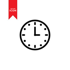 Clock icon vector. Simple design on white background.