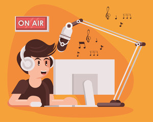 international radio day poster with male announcer