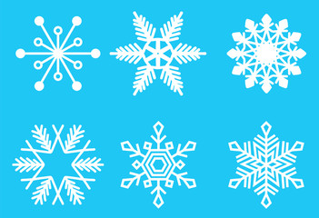Fototapeta na wymiar Flat design holiday snowflakes isolate on blue background. illustration