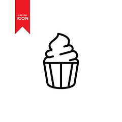 Cupcake icon vector. Cupcake sign symbol for design web. Simple design on white background.