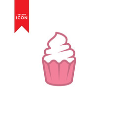 Cupcake icon vector. Cupcake sign symbol for design web. Simple design on white background.