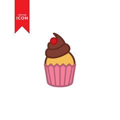 Cupcake icon vector. Cupcake sign symbol for design web. Simple design on white background.