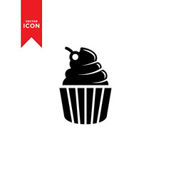Cupcake icon vector. Cupcake sign symbol for design web. Simple design on white background.