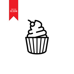 Cupcake icon vector. Cupcake sign symbol for design web. Simple design on white background.