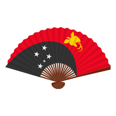 Traditional asian folding hand fan. Flag of Papua New Guinea. Vector illustration.