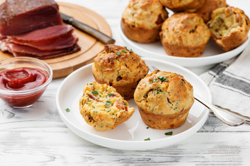 Savory muffins with bacon, green onion and cheese.