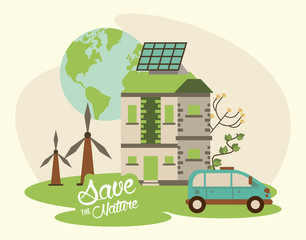 save the nature campaign with landscape scene