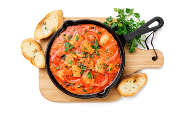 Fish Stew cooked in a delicious  rich and fragrant broth, topped with fresh parsley and served with...