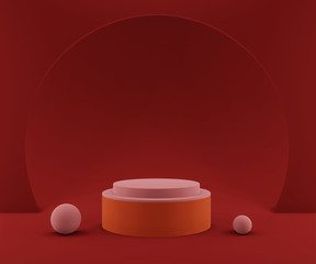 3d rendering podium background mock-up scene. Abstract geometry shape pastel color. Minimal geometric shape. Cosmetic background for product presentation.