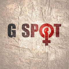 Metaphor of exploring female sexuality. Spot-g erogenous zone emblem. Female sign icon. Silhouette of woman head