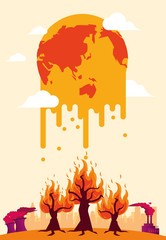 Obraz premium global warming alert with melting planet